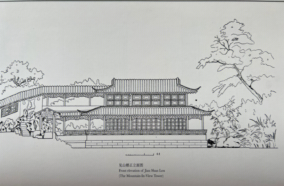 拙政园立面图手绘图片