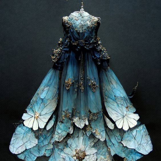绘画素材丨一组唯美蝴蝶元素的裙子设计参考