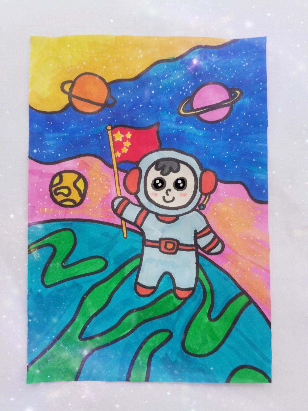 中国航天简笔画儿子图片