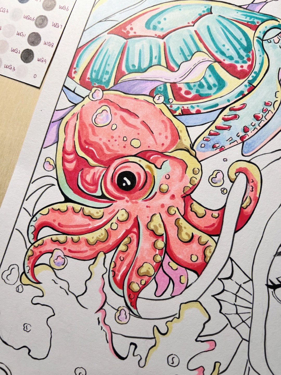 巨型章鱼绘画图片