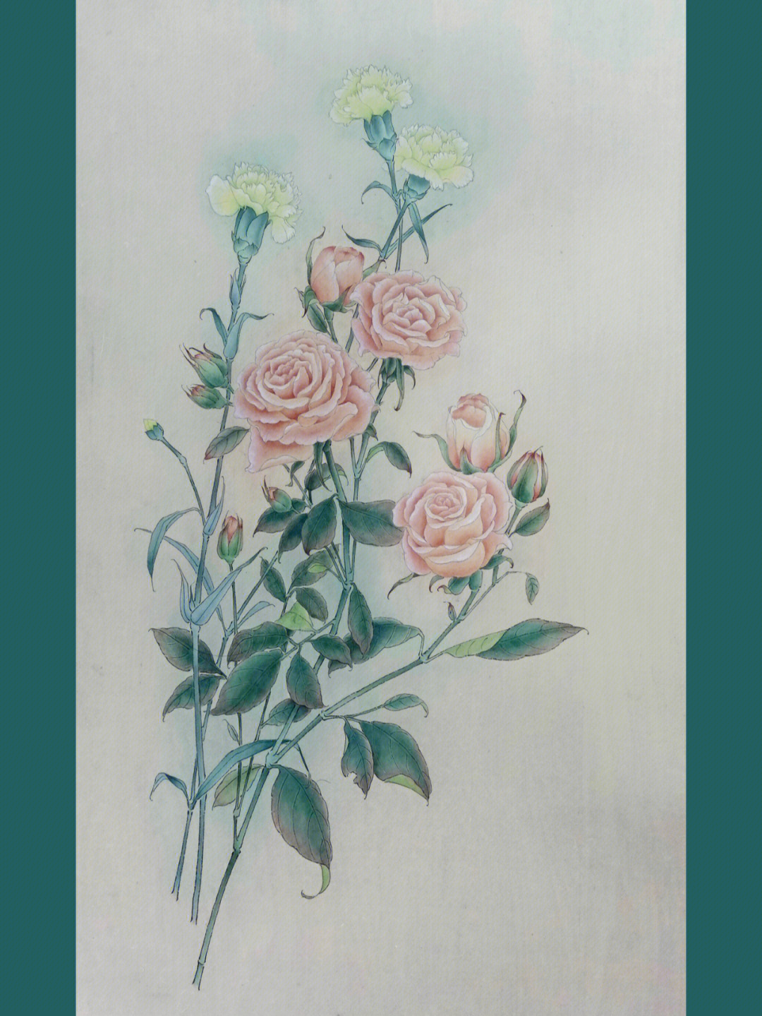 工笔画玫瑰花上色步骤图片
