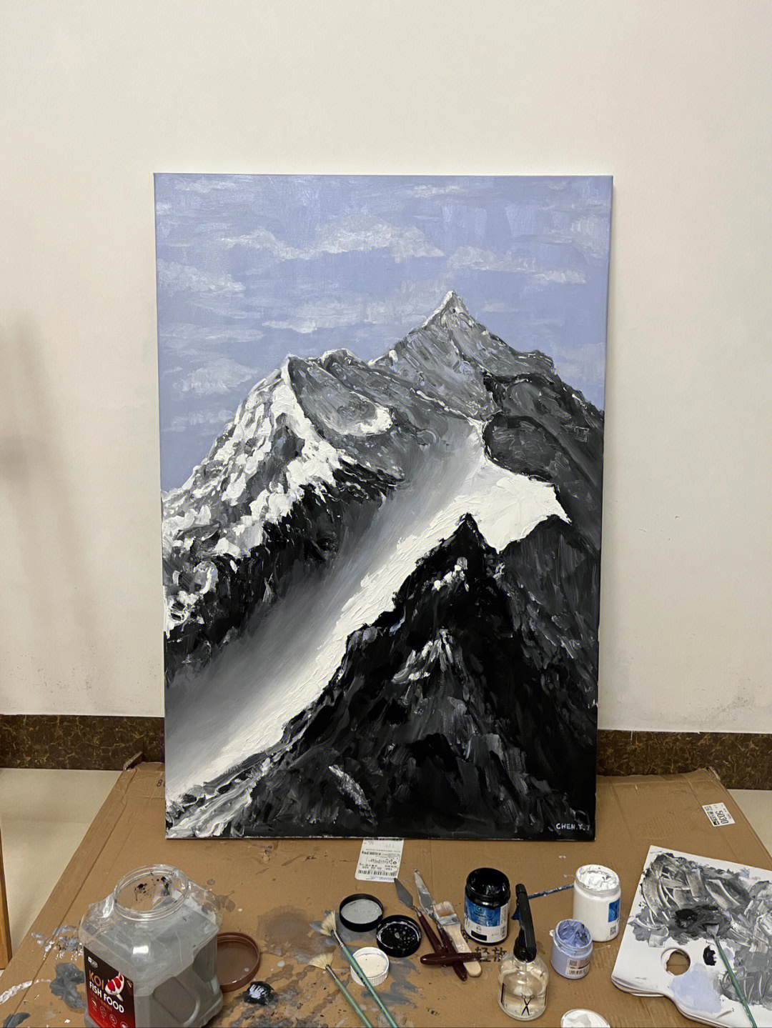 雪山画 简单图片