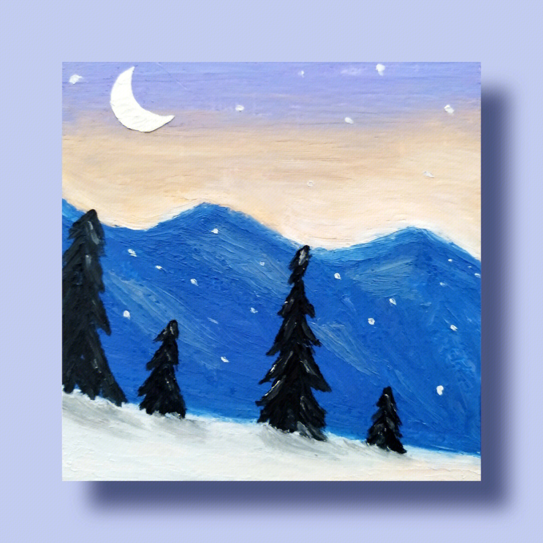 油画棒画一个暑假雪景附教程