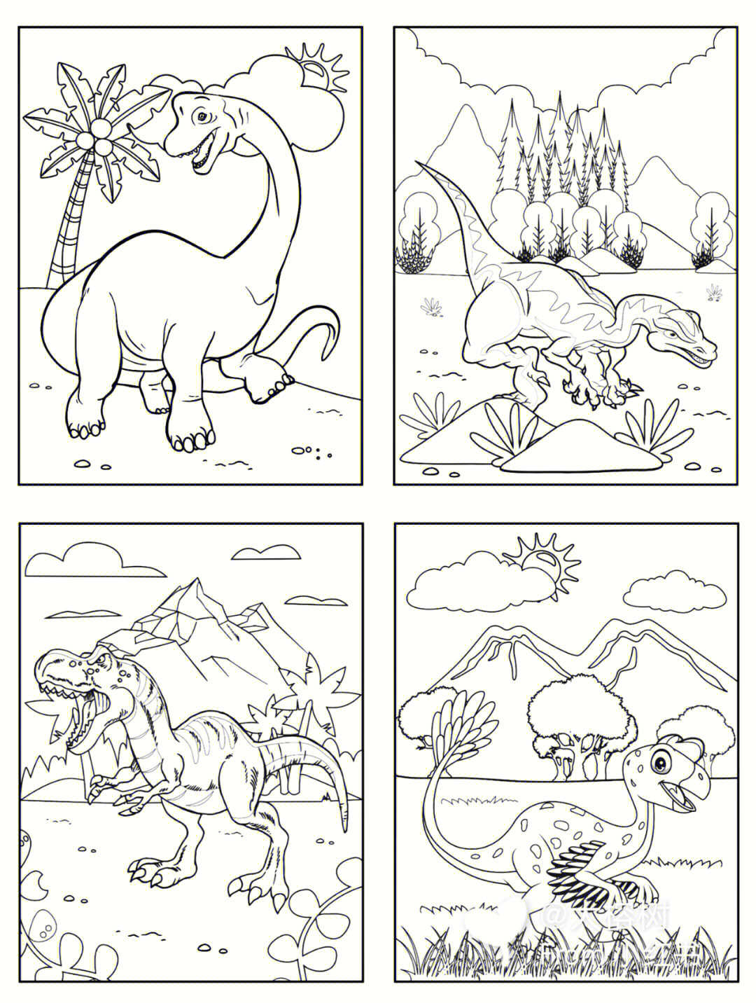 填色画打印 恐龙图片