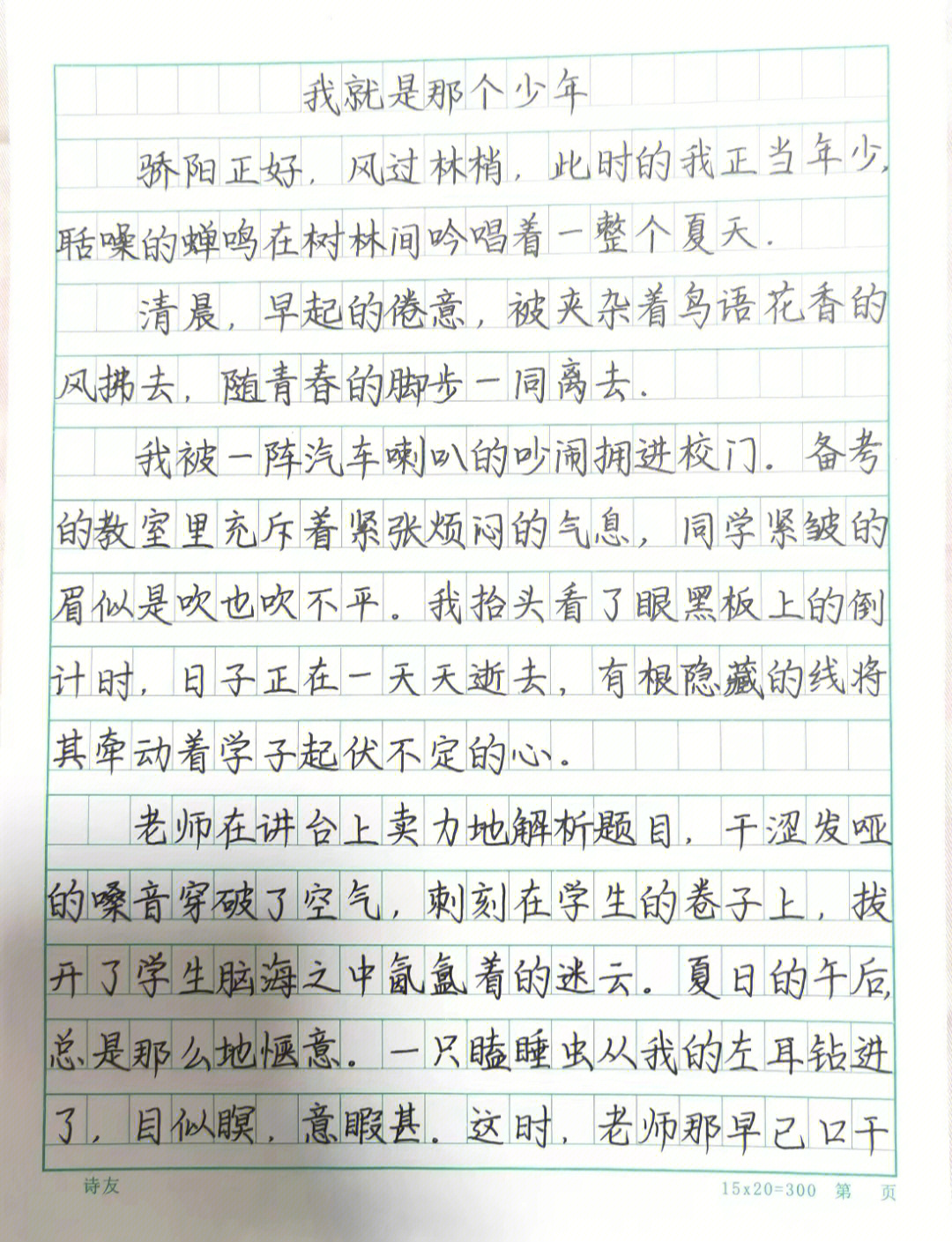 我就是那个少年每日练字满分作文