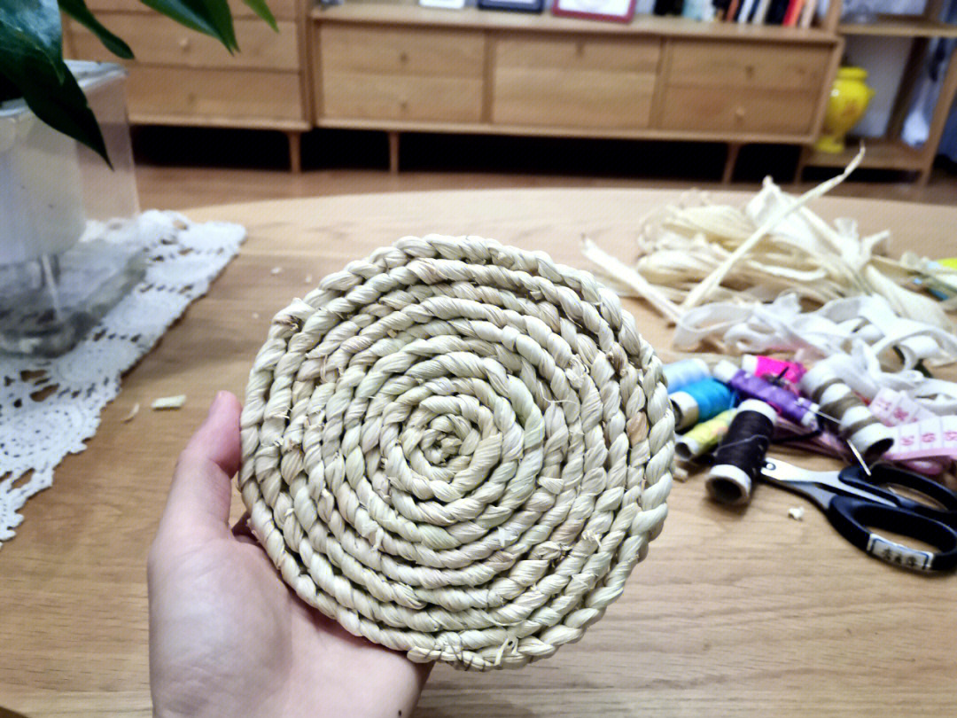 玉米皮编织杯垫教程图片
