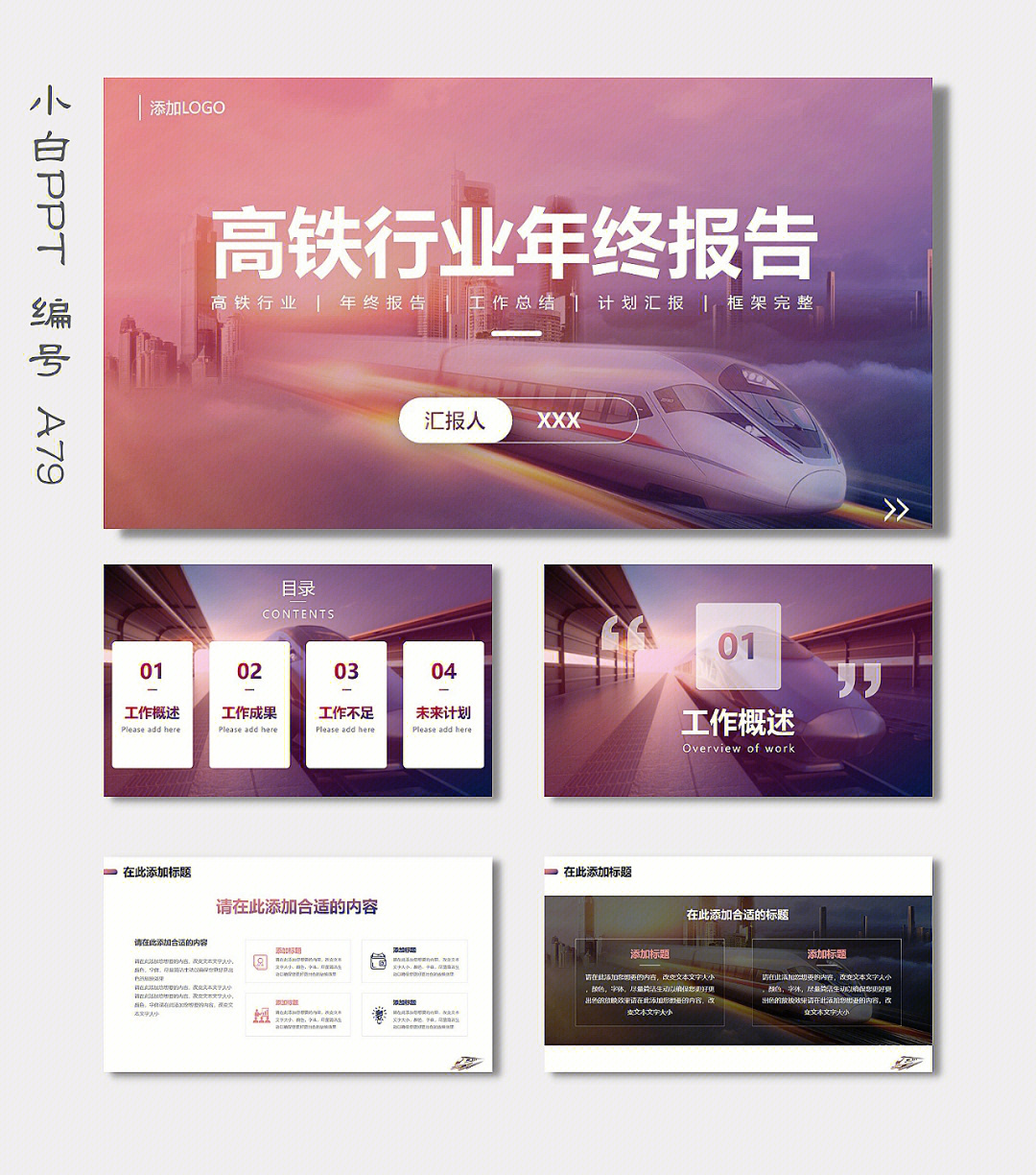 高铁铁路行业工作总结汇报ppt模板