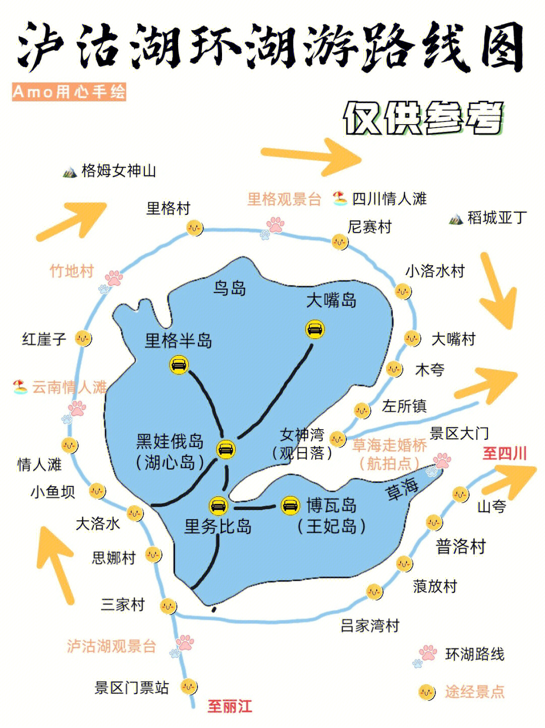 泸沽湖自驾环湖路线图图片