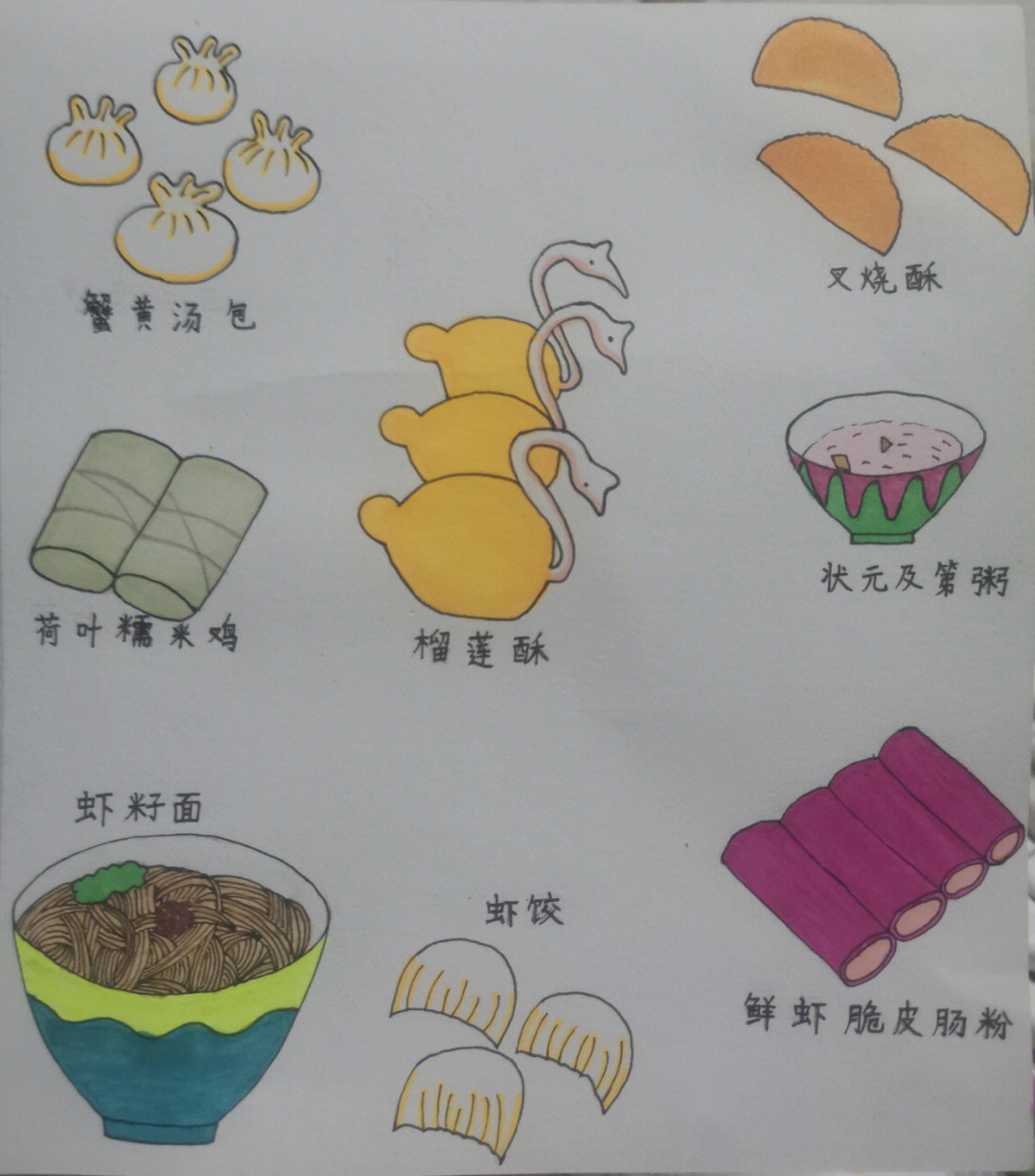 二年级中国美食画图片