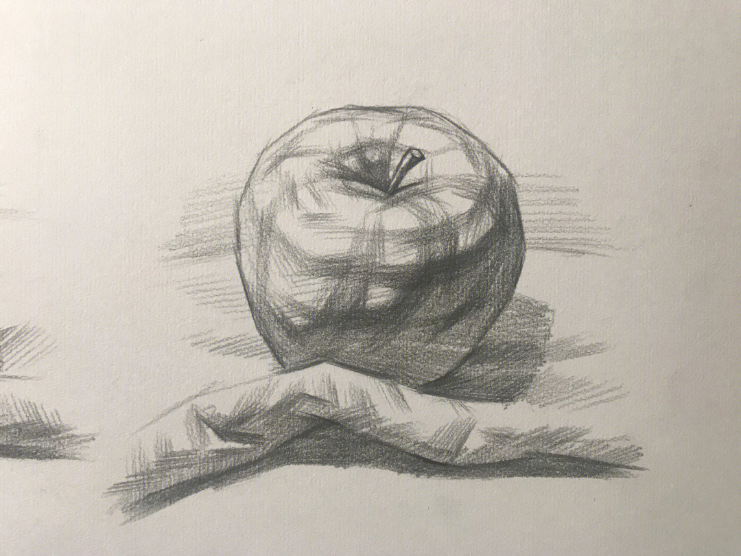 半个苹果结构素描图片