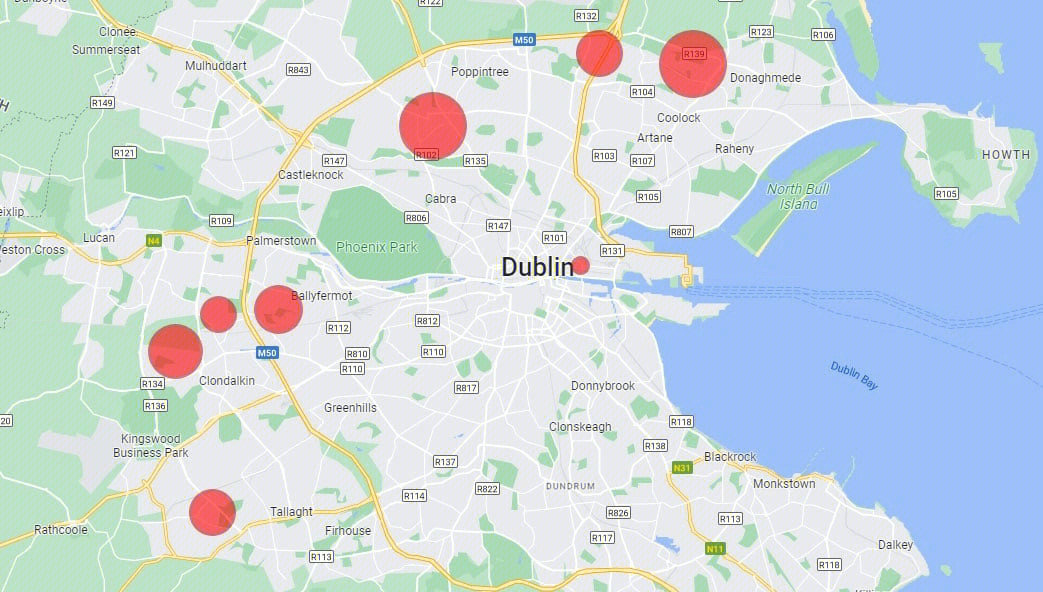 都柏林区域划分地图图片