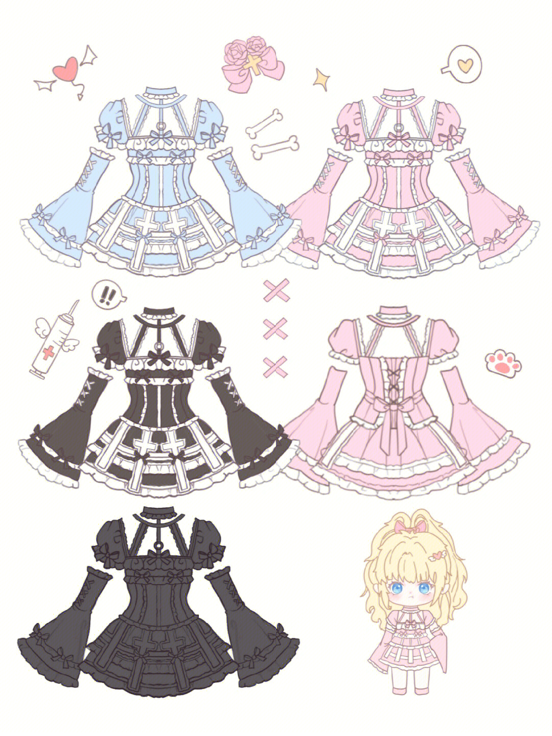 lolita原创设计稿来看看这个y2k辣妹lo裙
