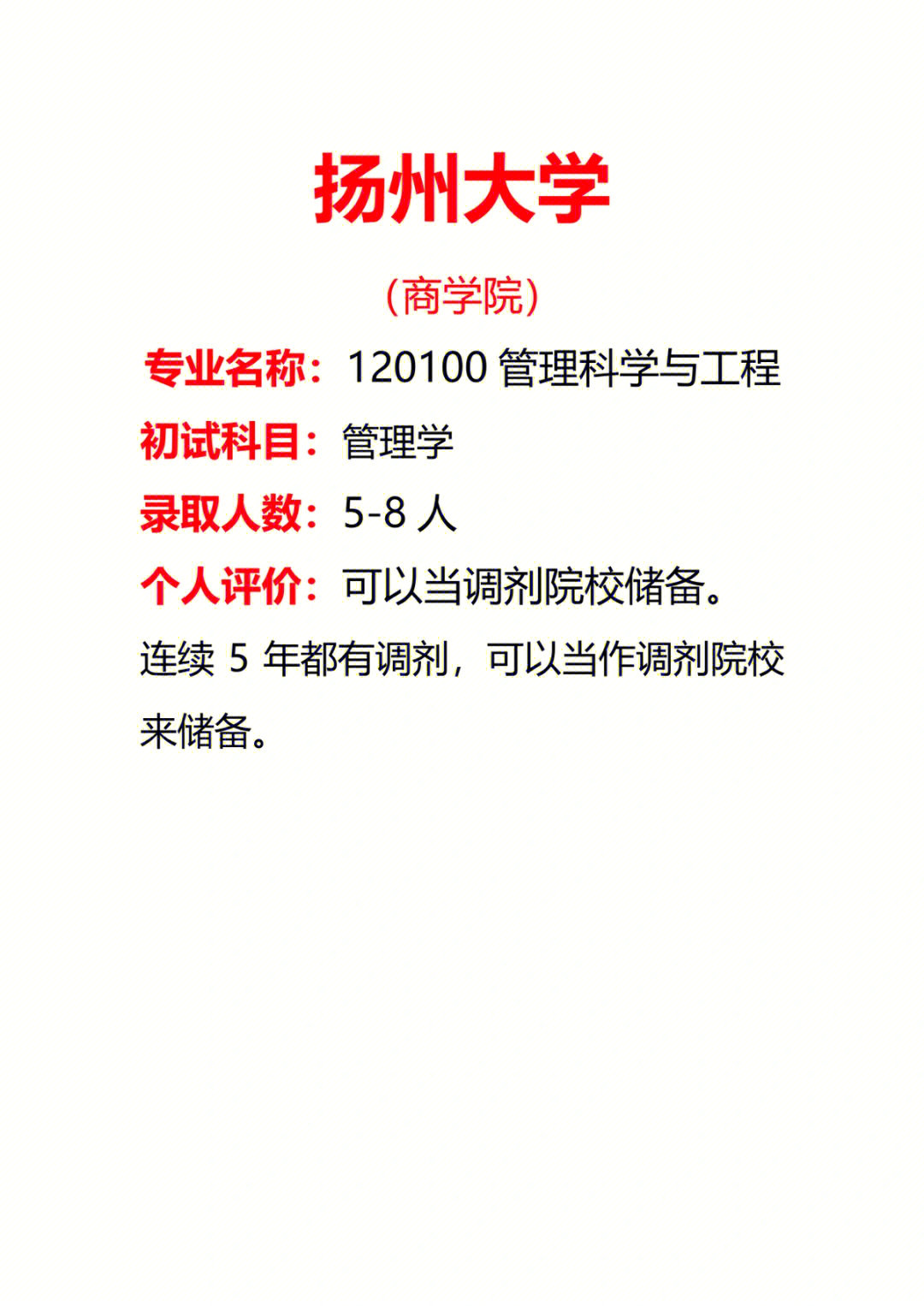 扬州大学管理科学与工程考情分析商学院