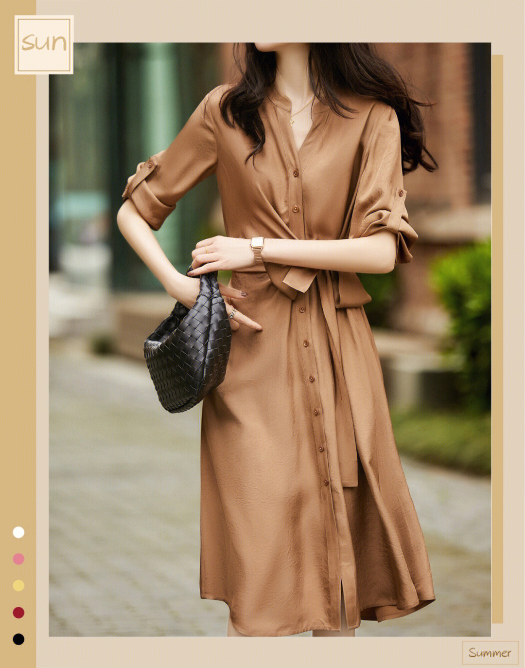 深棕色连衣裙搭配图片图片