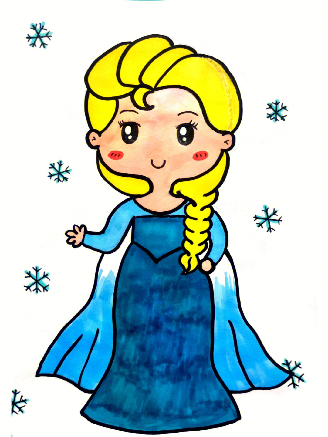 冰雪女王公主简笔画图片