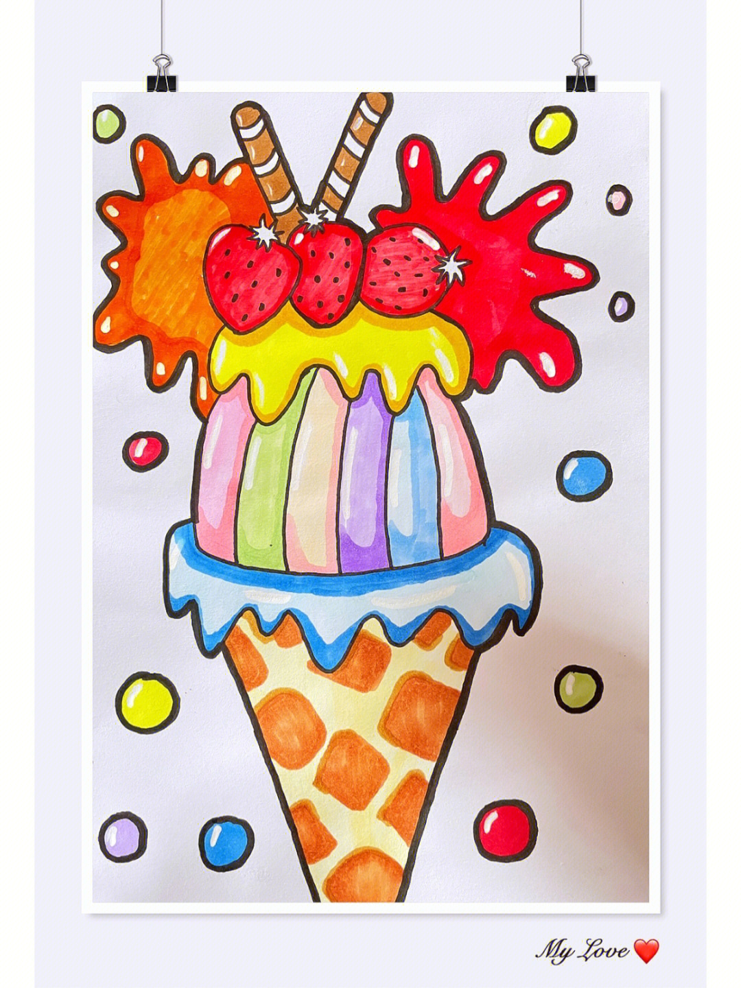 儿童画冰淇淋 简单图片