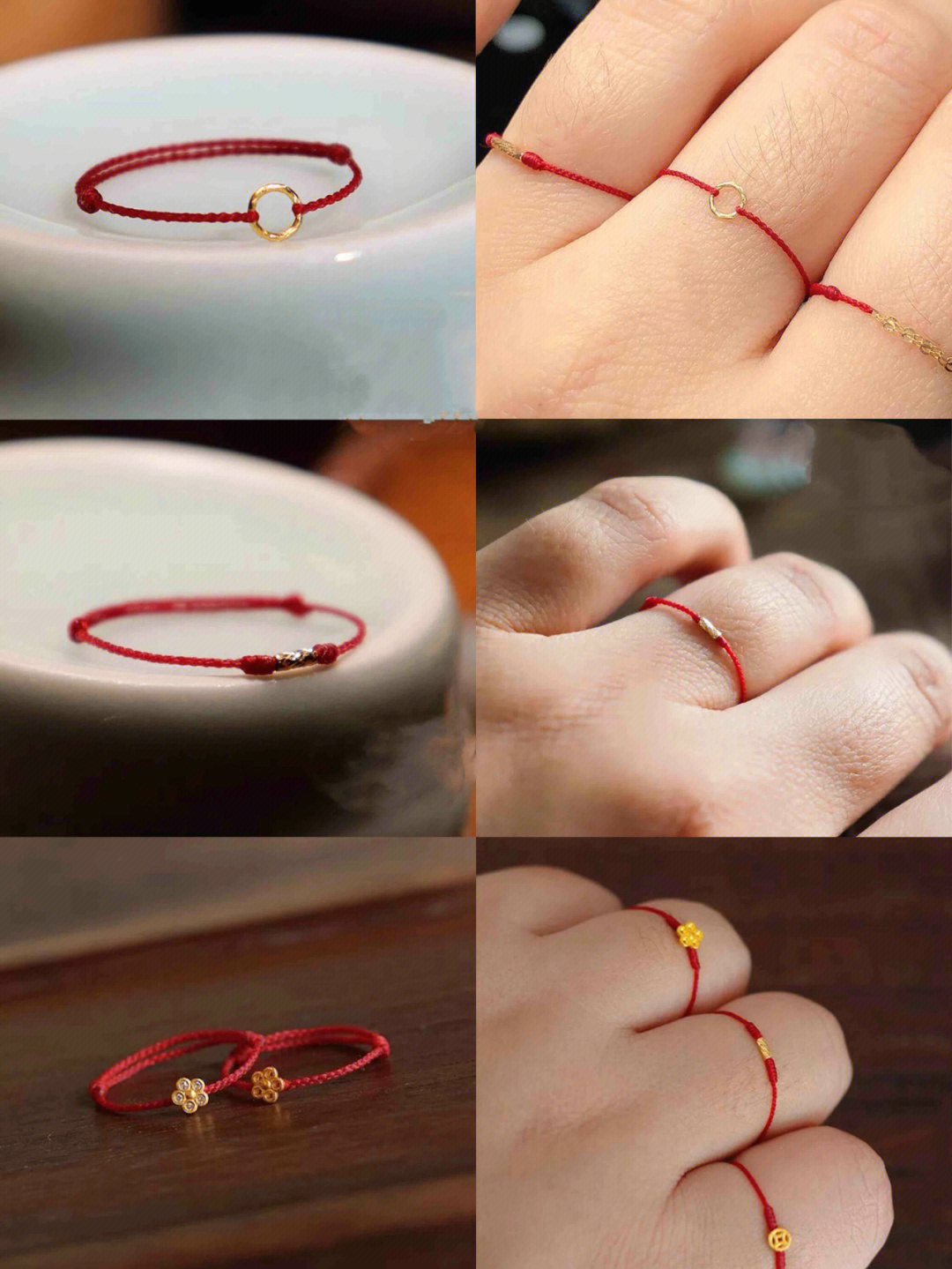 怎么缠戒指上的红绳图片