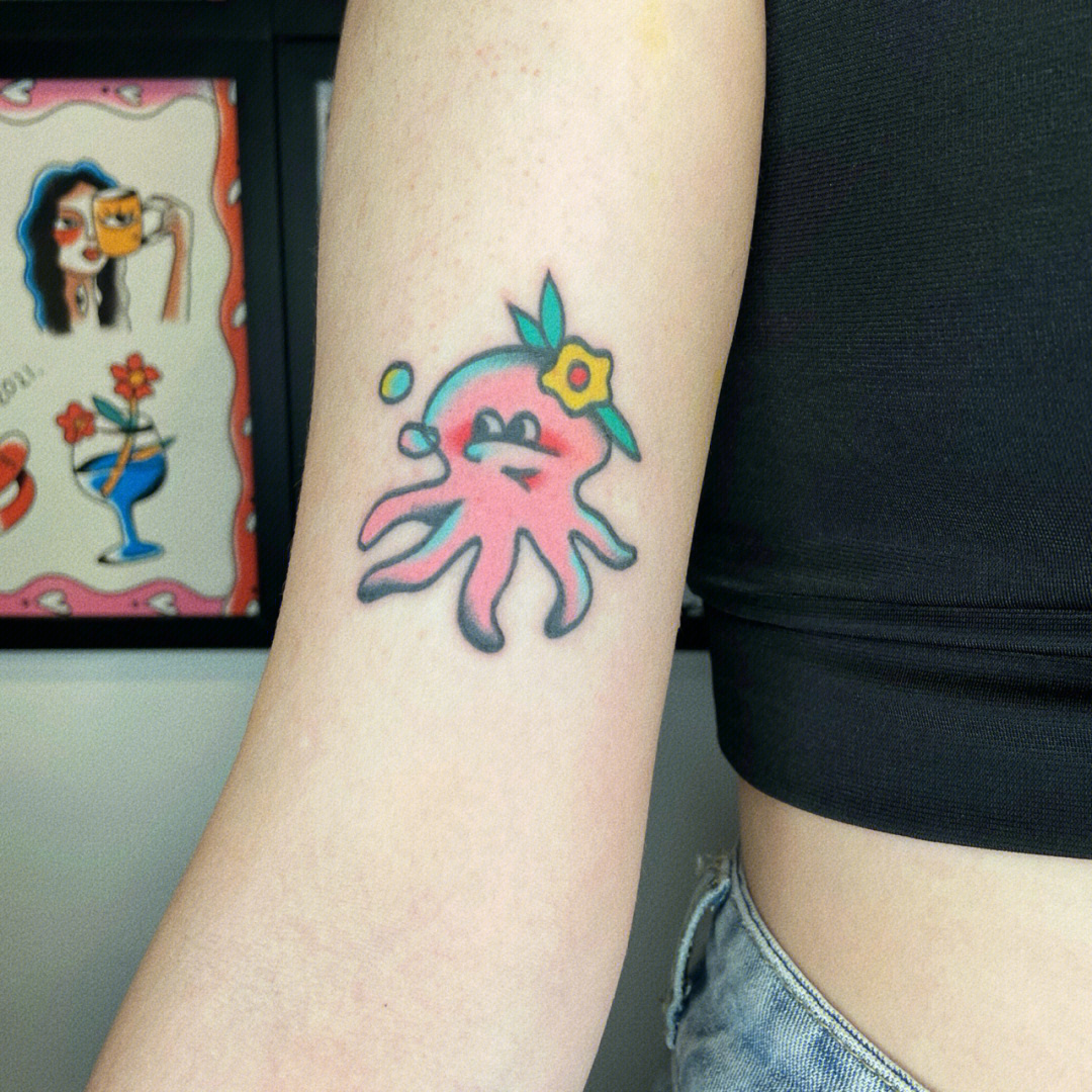 小章鱼纹身tattoo可爱纹身扭扭棒