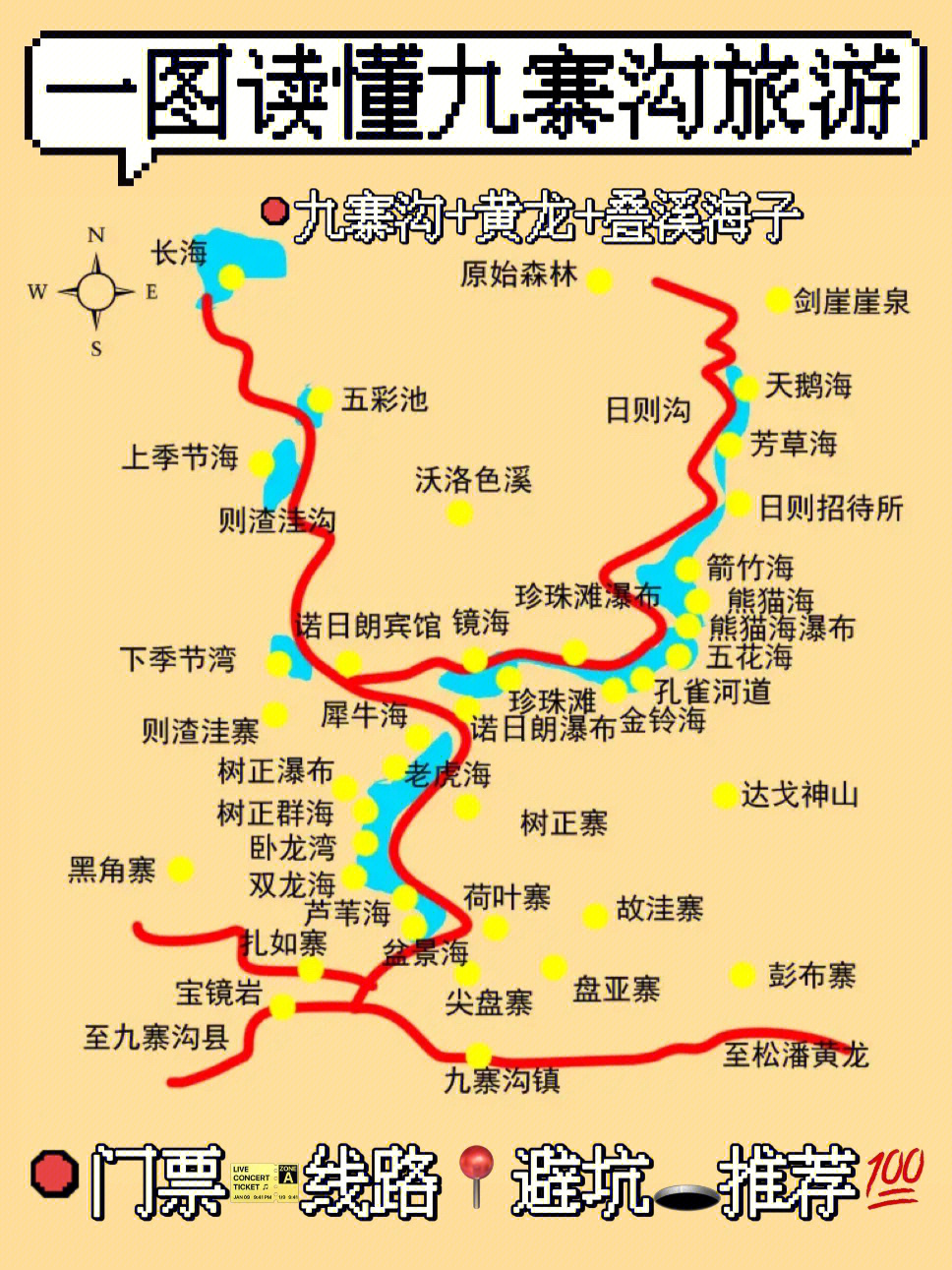 九寨沟旅游路线图图片