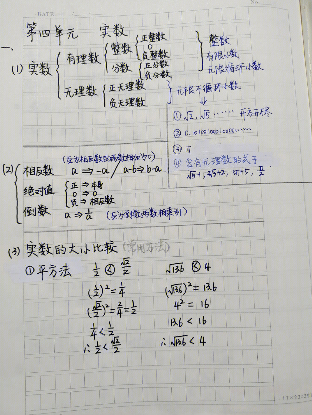 七上第四章实数知识点