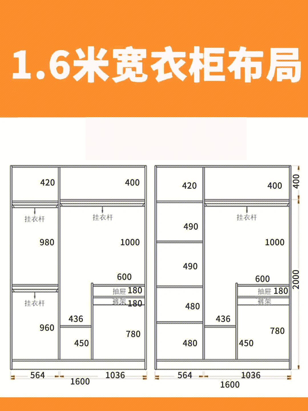 二开门衣柜内部结构图图片