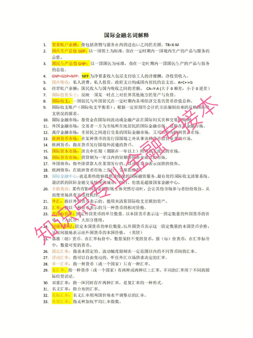 河北专接本金融专业知识点整理