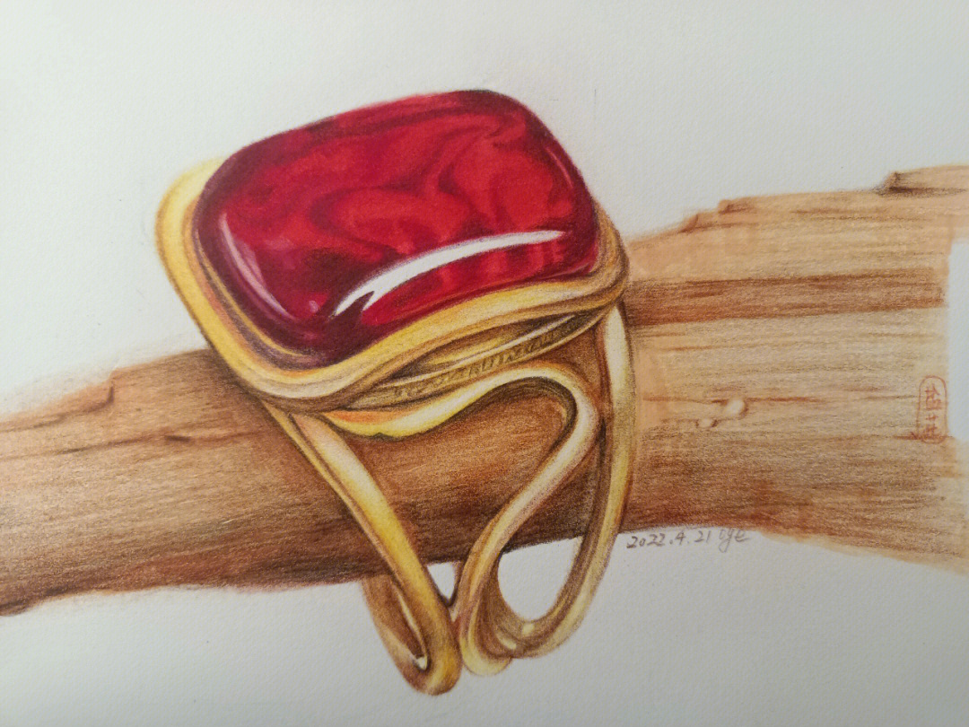 红宝石戒指手绘图片