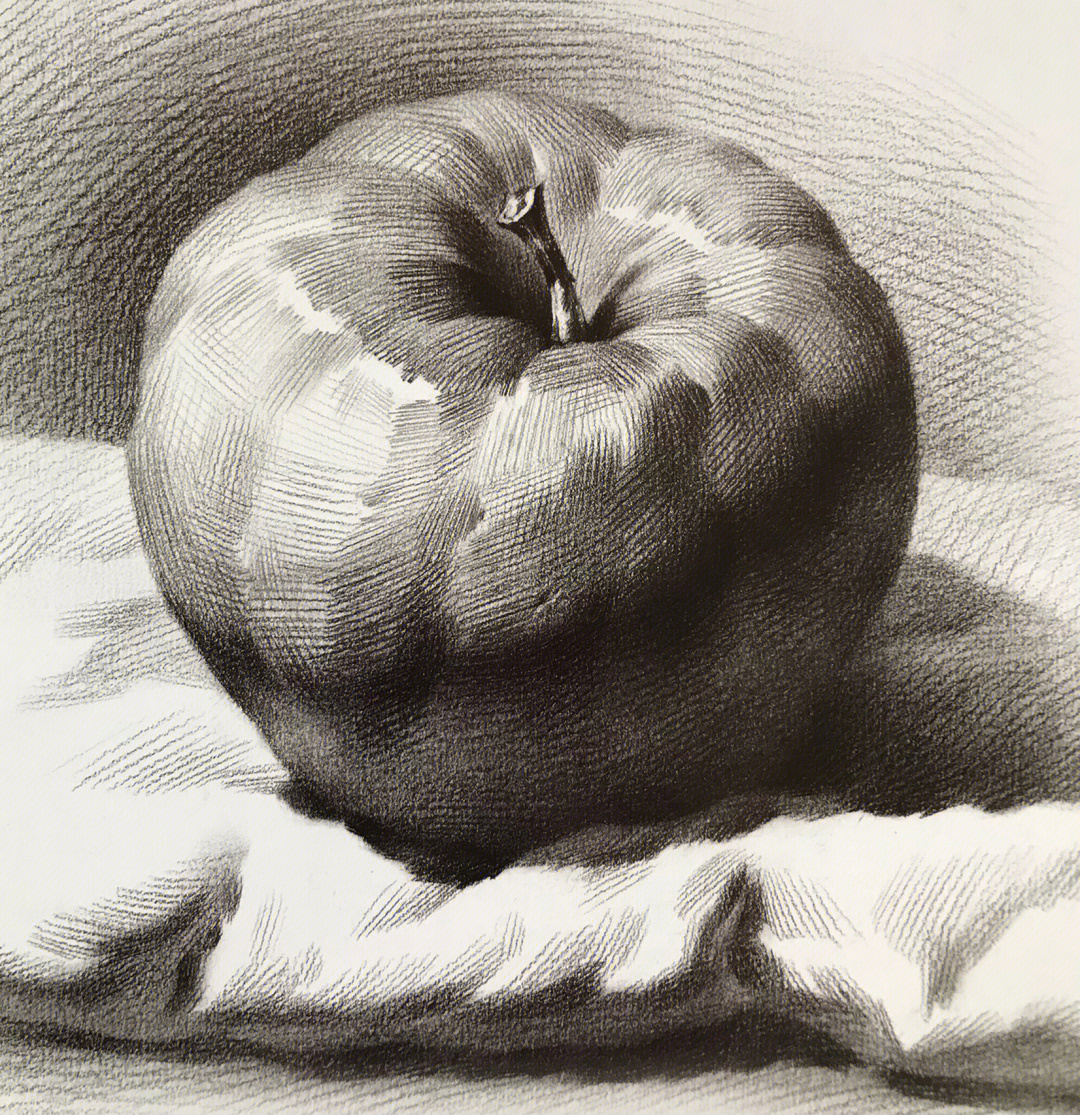 苹果切面素描图片