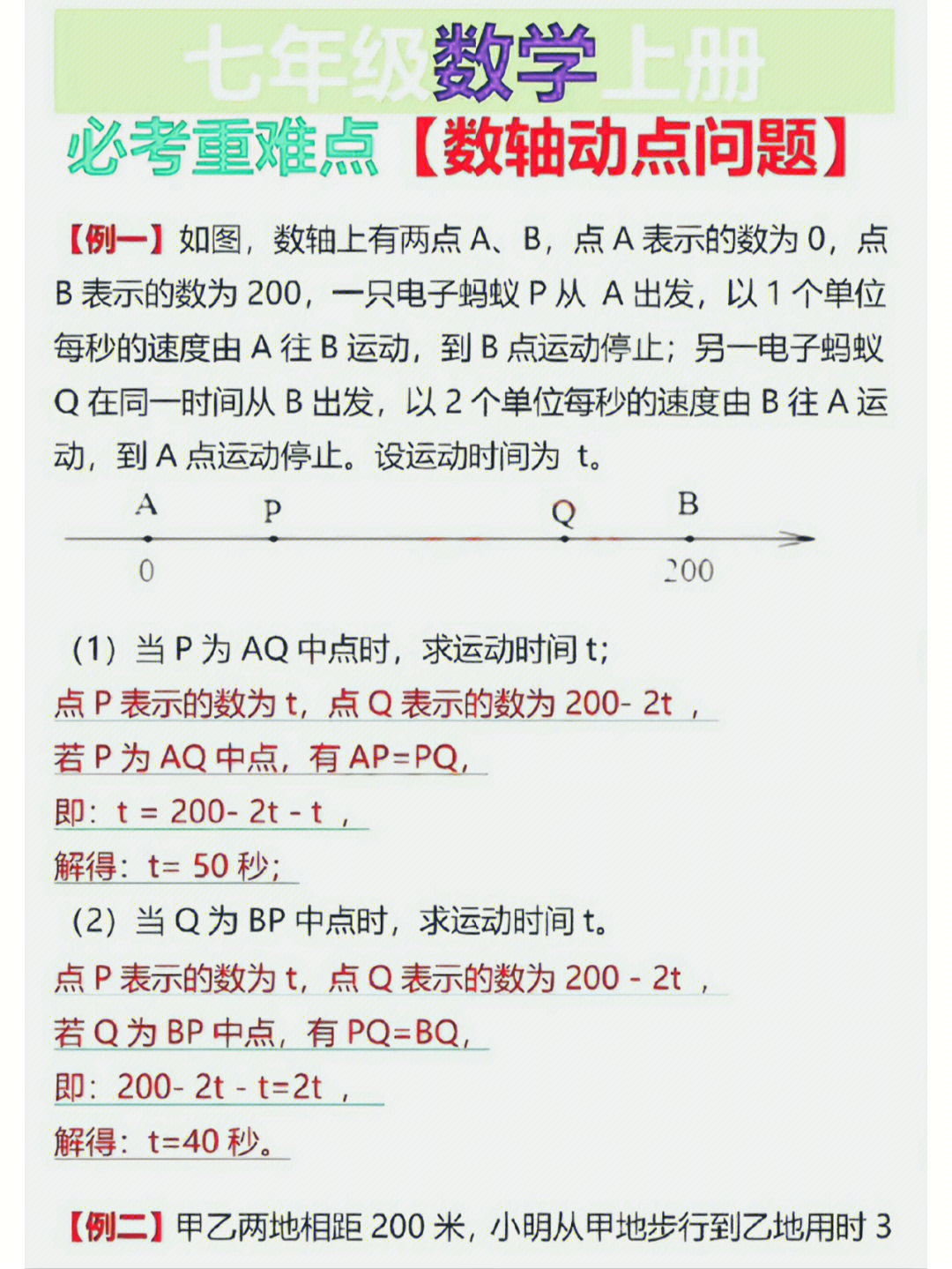 七年级上册必考重难点数轴动点问题#初中数学#七年级数学#数学