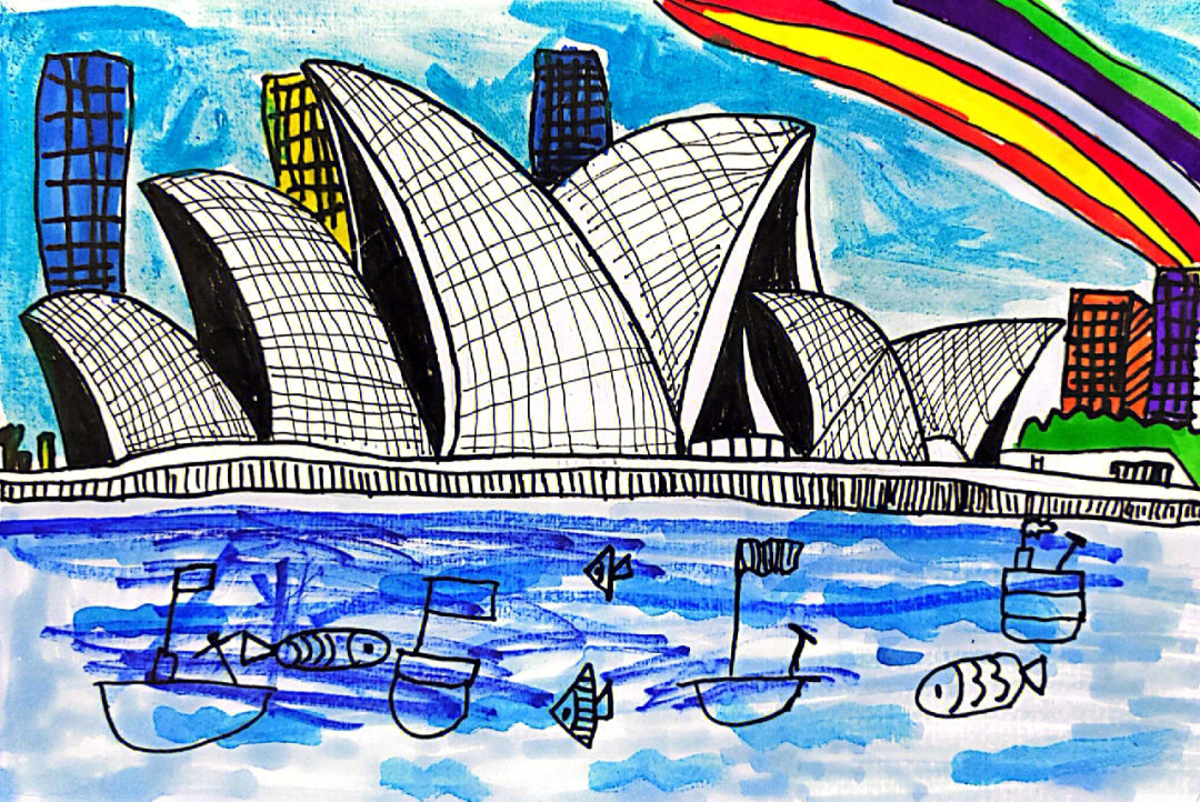 悉尼歌剧院怎么画简单图片