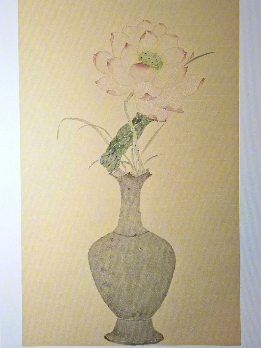 瓶花清供78没骨荷花原创玄关装饰画