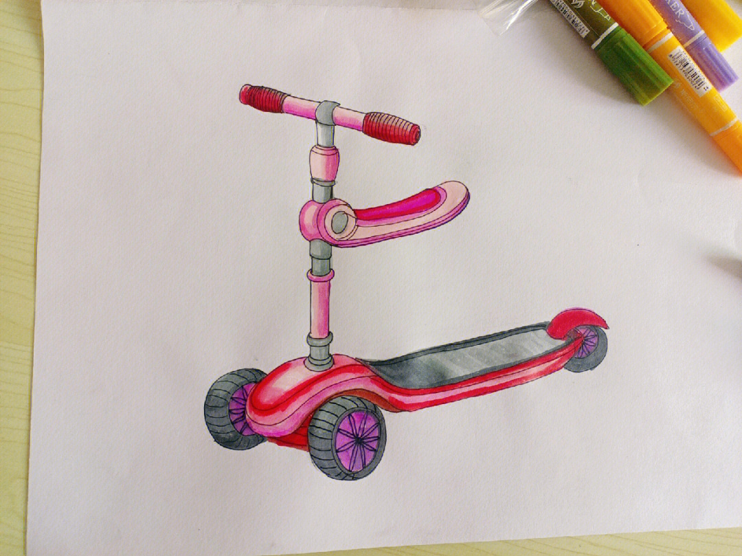 滑板车画法图片