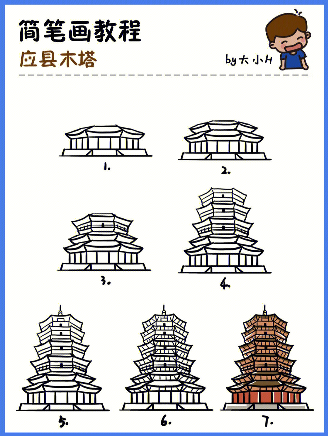 中国伟大建筑简笔画图片