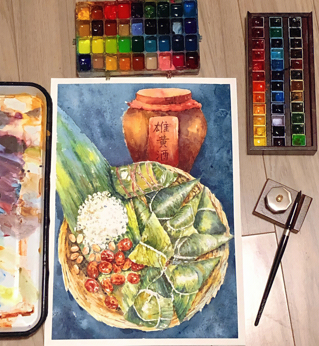 粽子画法 水彩图片