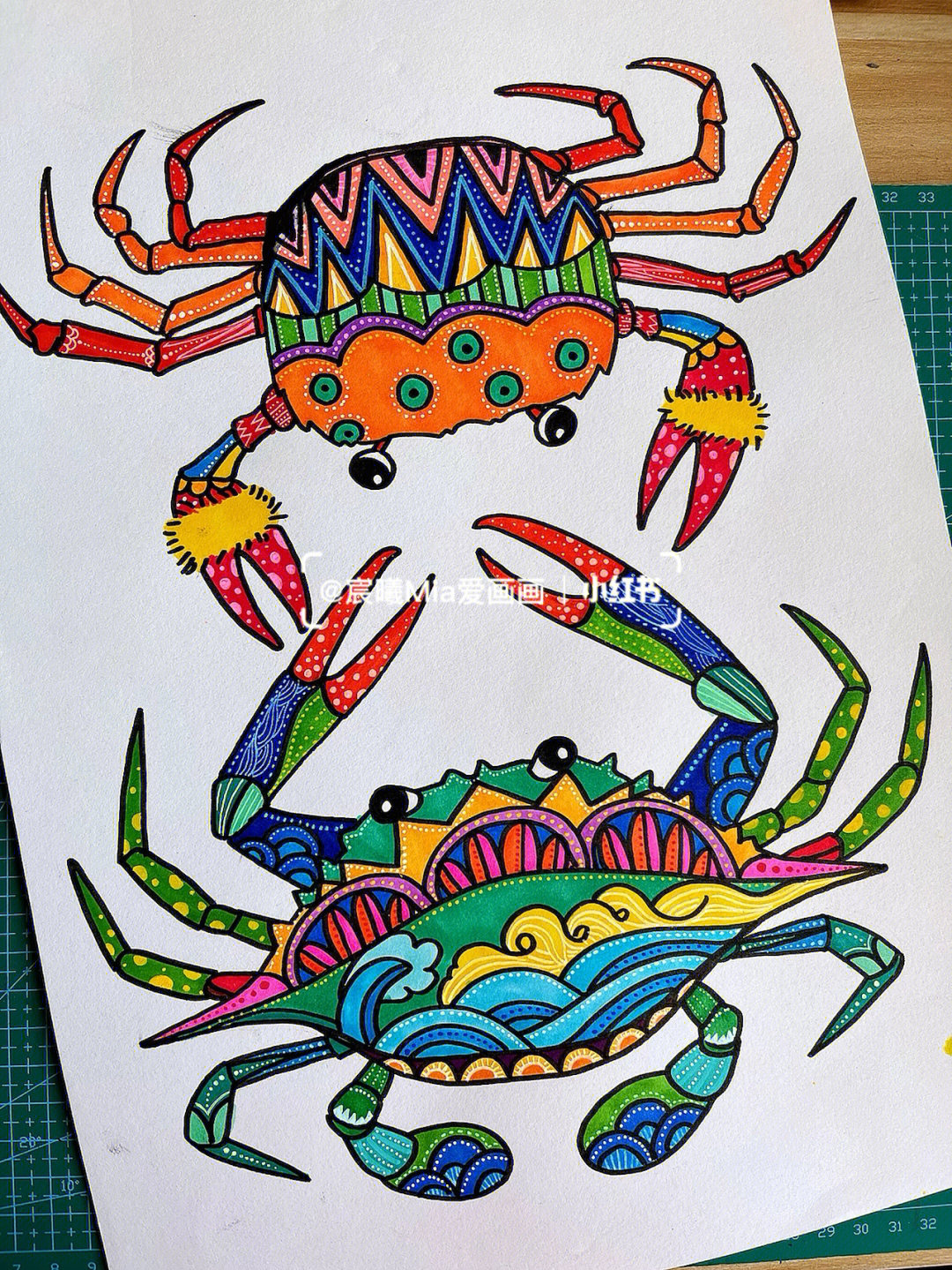 螃蟹线描画教师图片