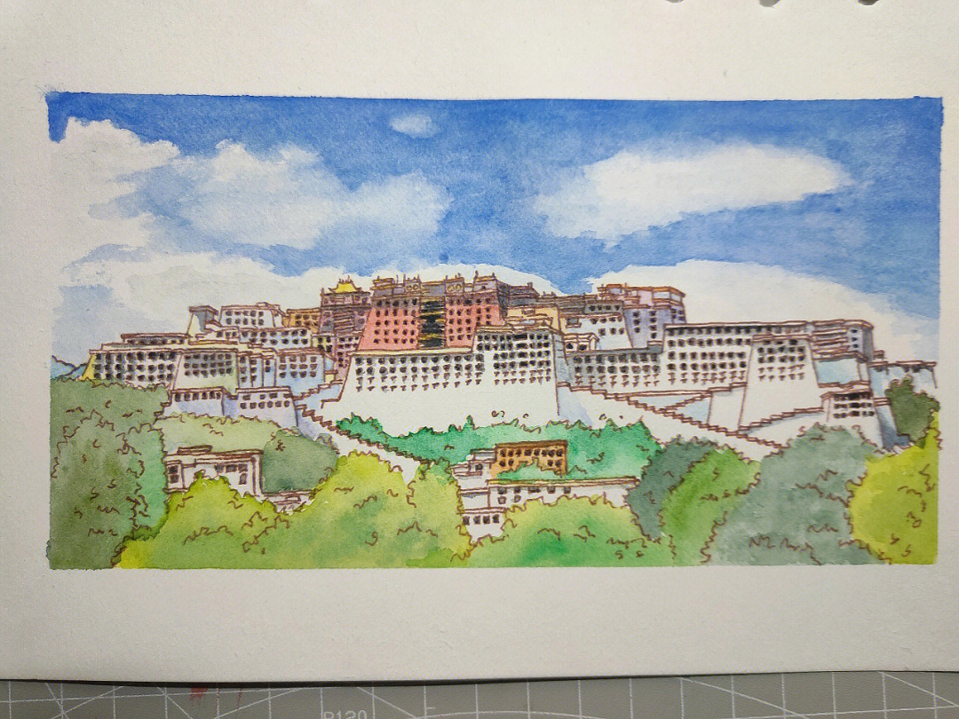 布达拉宫绘画简单图片