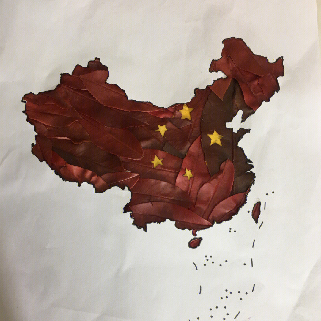 中秋树叶贴画 简单图片