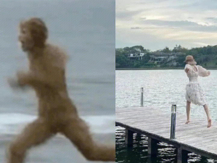 猴子海边奔跑图片