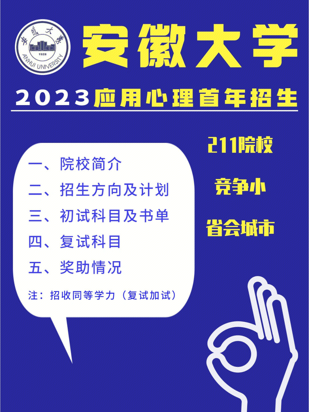 2324级心理学考研安徽大学首年招生可冲