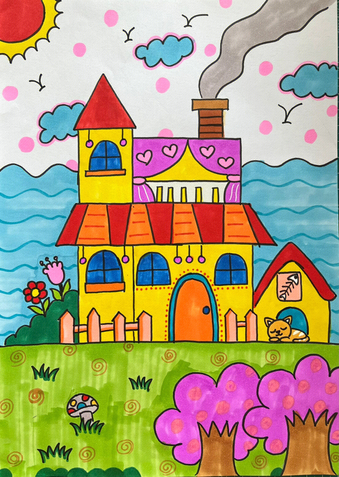 房子的画法儿童彩色图片