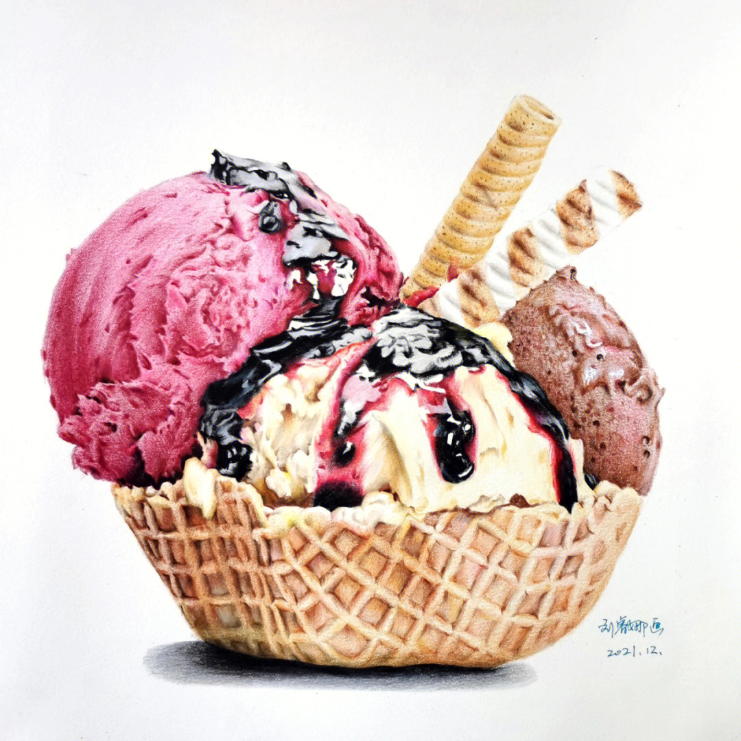 彩铅巧克力冰淇淋图片