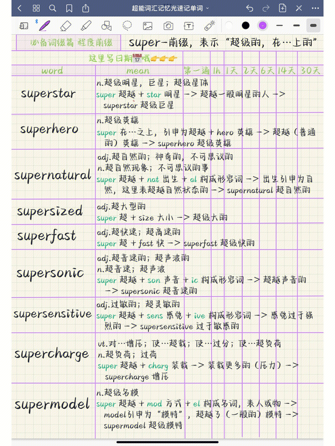 超能词汇记忆光速记单词166666