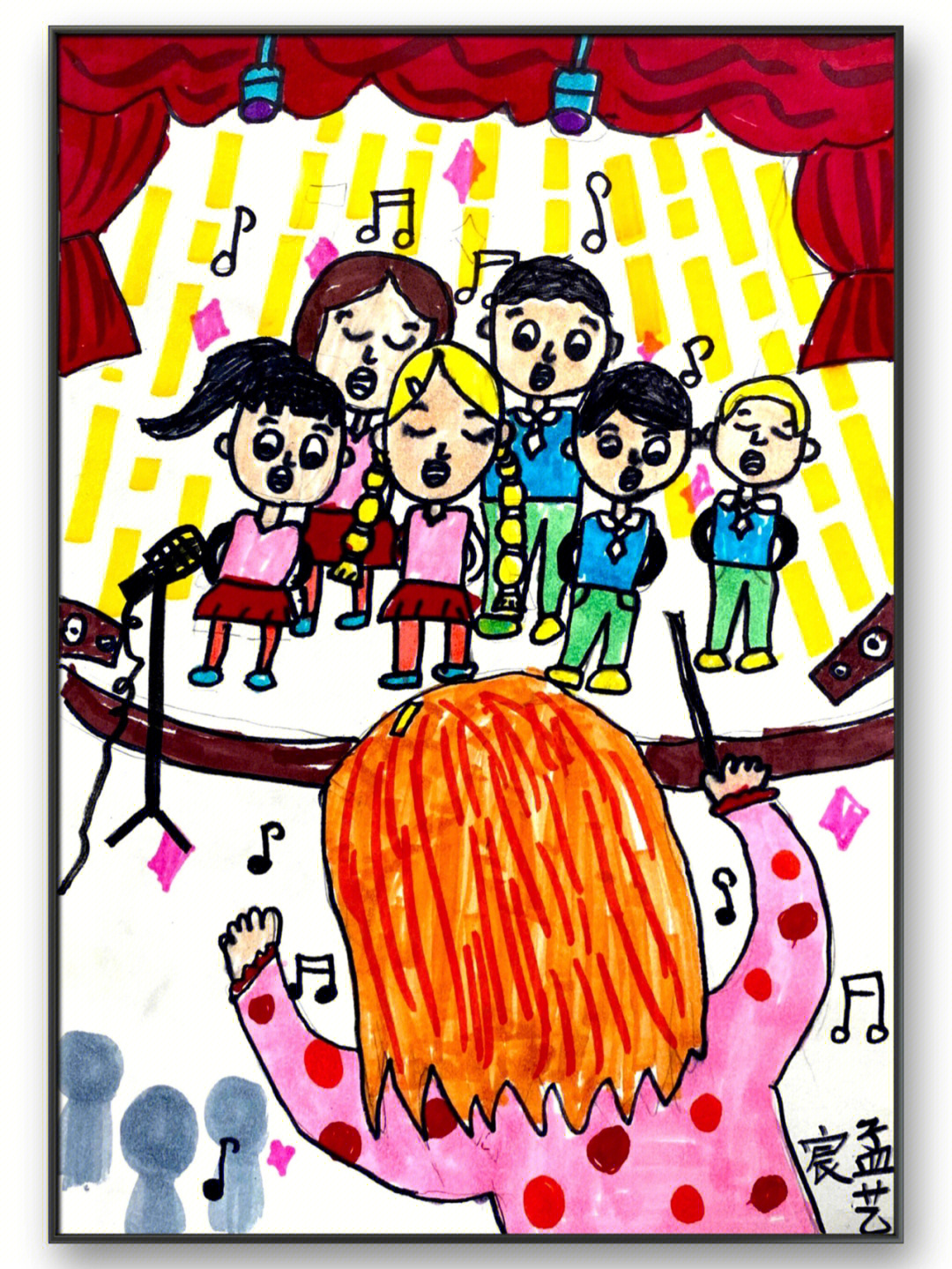 儿童合唱团简笔画图片