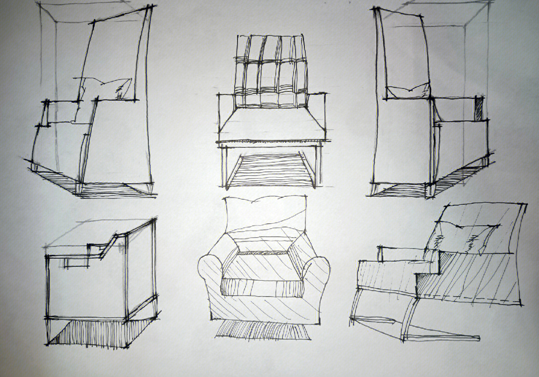 家具透视图简单手绘图片