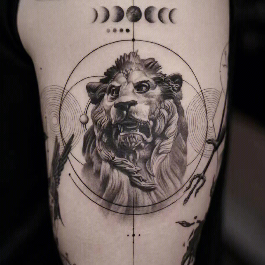 青毛狮子纹身图片