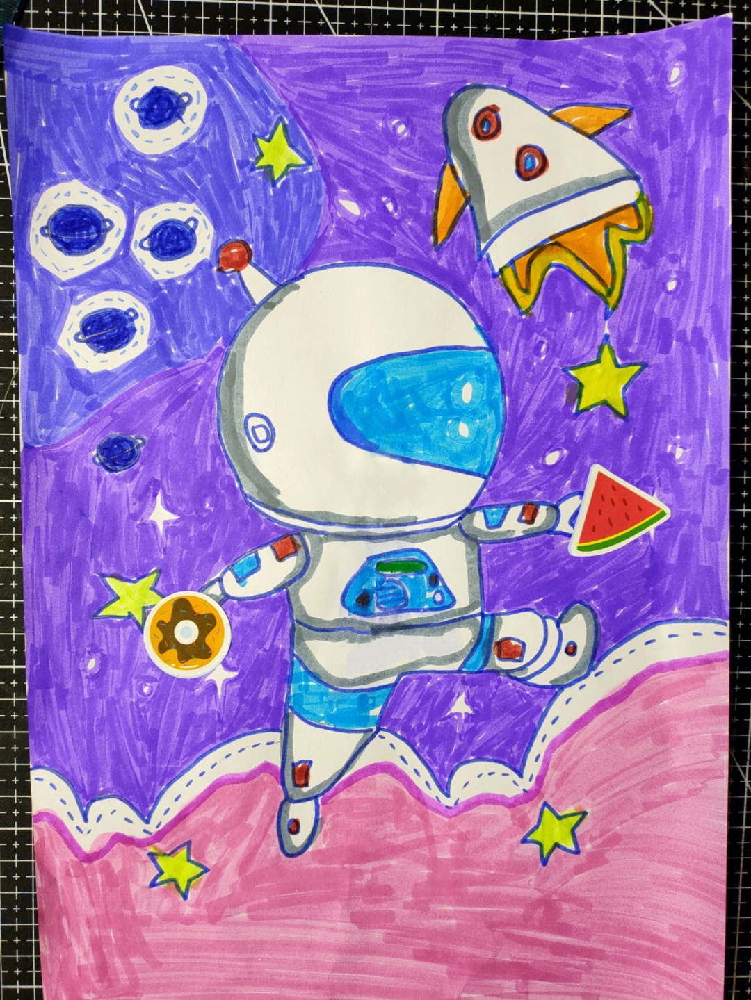 丹尼索儿童画太空图片