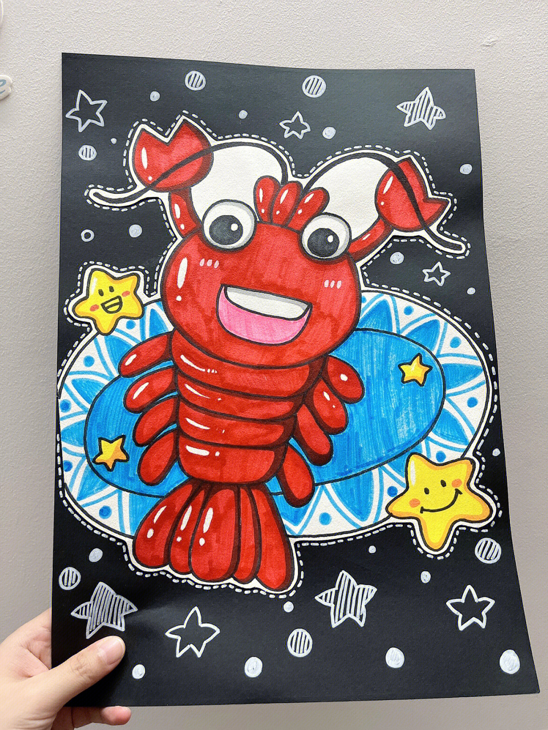 儿童画美味的龙虾