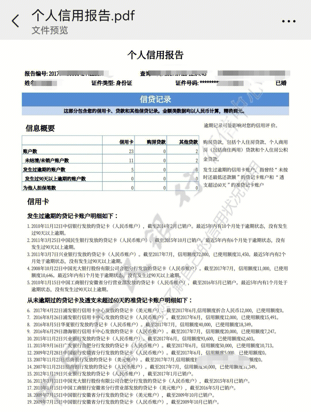 网上个人征信报告图解图片