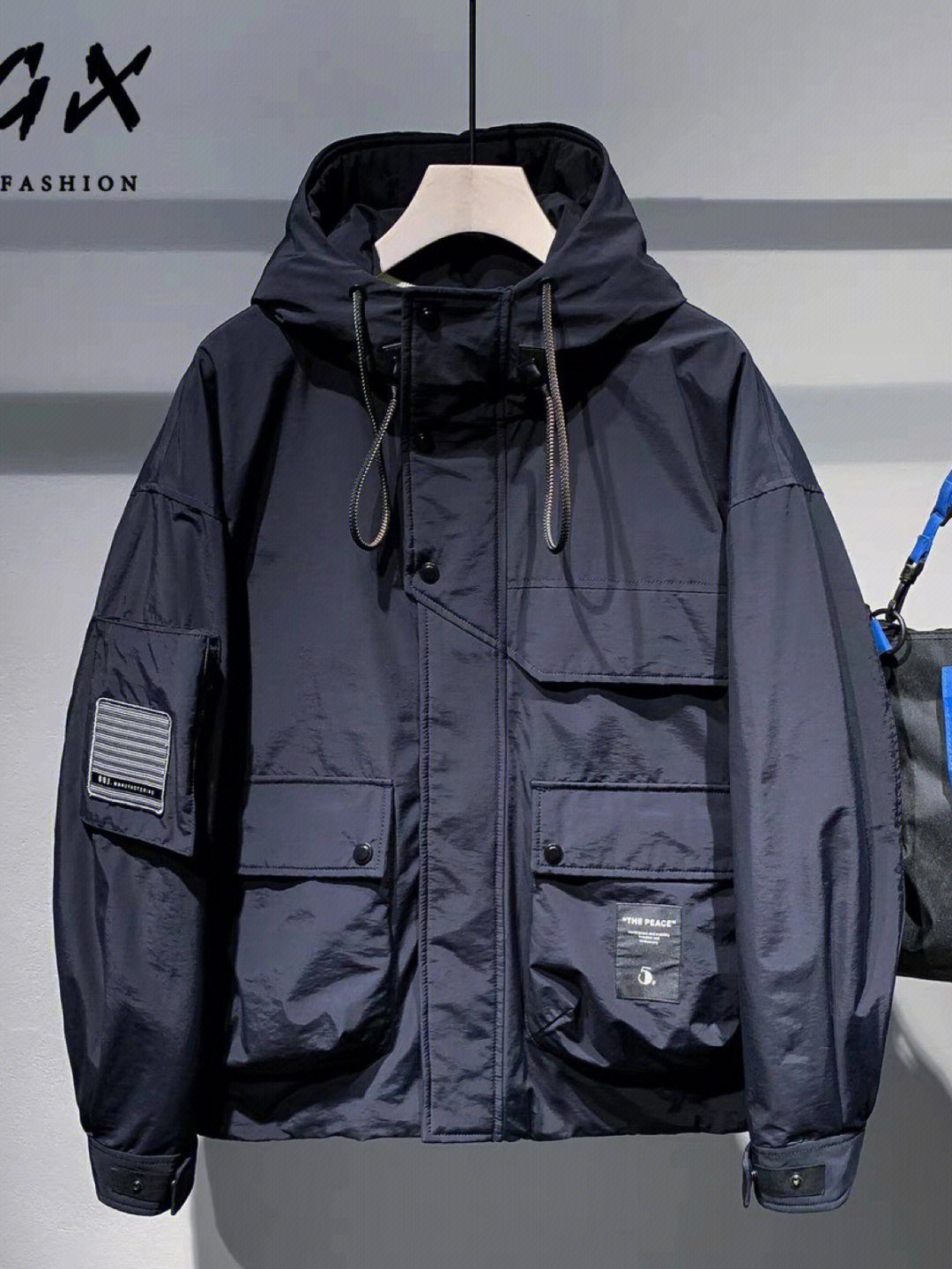 ootd羽绒服男短款连帽撞色潮牌工装宽松保