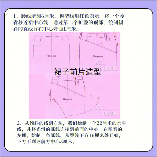 纸样制版高腰不对称荷叶边半身裙